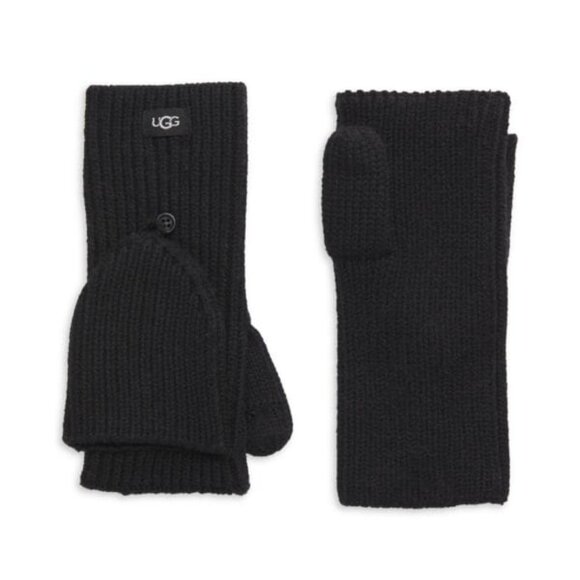 UGG Men's Black Knit Flip Mittens - Picture 2 of 11